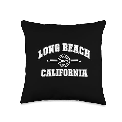 Vintage Long Beach California United States of America Throw Pillow