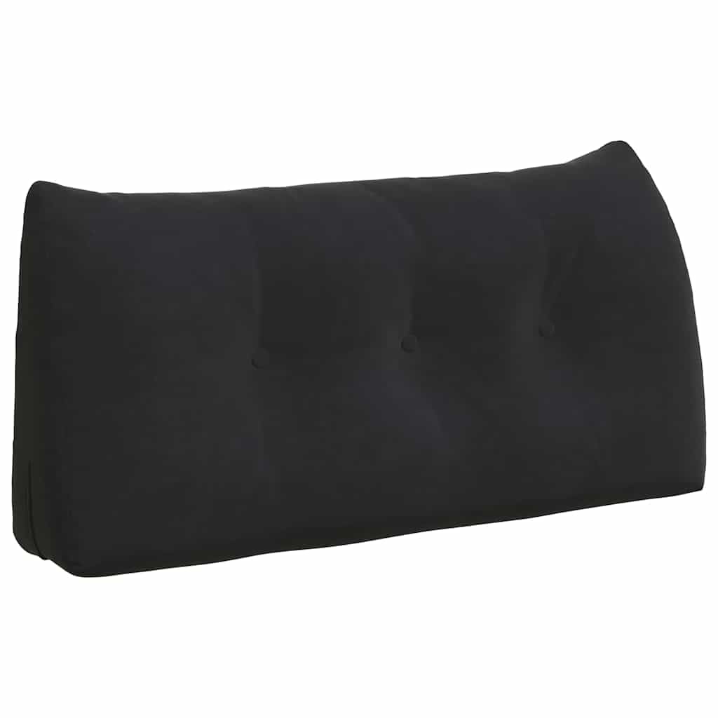 Samt Rückenkissen 100 x 24 x 50 cm Schwarz mit Polyesterfüllung, ergonomisches Kissen mit Seitentasche und abnehmbarem Bezug für Sofa, Bett und Büro
