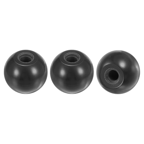 M METERXITY 3-Pack Threaded Ball Knobs, M10 Female Thread 35mm Dia. Thermoset Ball Knob for Lathe/Machine/Lawn Mowers, Round Phenolic Lever Handle [Black]