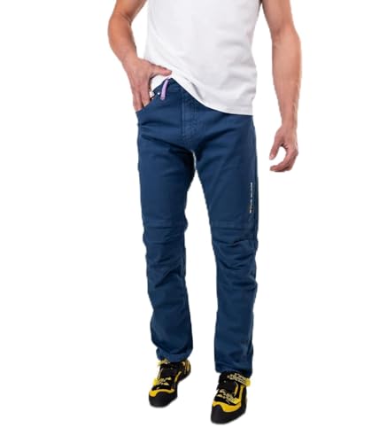 Solo Climb Pantalón Vaquero de Montaña y Escalada Ligero y Elástico Pinto Hombre Azul