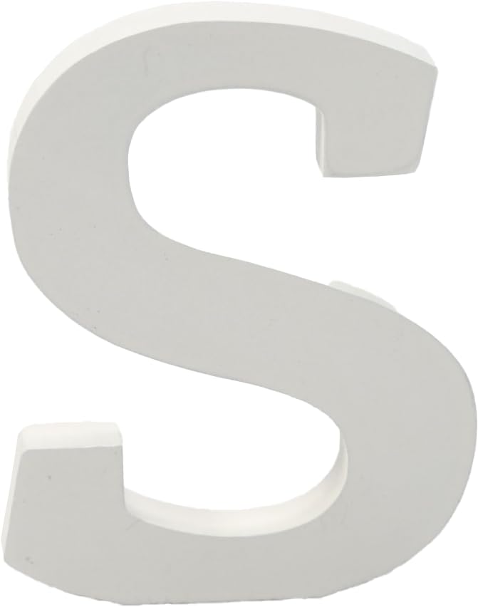 6 Inch White Decorative Wooden Letters and Numbers (S)