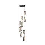 1, Lámpara de araña de cristal LED tricolor regulable lámpara colgante moderna decoración del hogar lámpara colgante de techo dormitorio interior mesa de comedor sala de estar lámpara suspendida