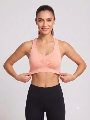 Image of Seamless Comfort: Padded Slip-On Sports Bra for Women - Effortless Support and Style (Free Size-Best for 30 to 36 Boob Size)