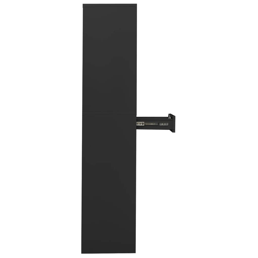 Armadio da ufficio antracite, 90 x 40 x 180 cm, in acciaio, con serratura, con 3 ripiani regolabili e 2 cassetti, per riporre documenti, ufficio e archivio