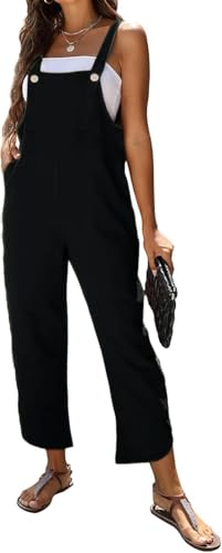 Image of AMEBELLE Women's Sleeveless Cotton Linen Overalls Rompers Baggy Wide Leg Jumpsuits