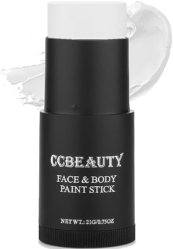 CCbeauty Clown White Face Paint Stick, Face Painting Kit, White Cream SFX Makeup Foundation, Professional Body Paint for Halloween Cosplay Costume Party,Skeleton Joker Mime Special Effects Makeup