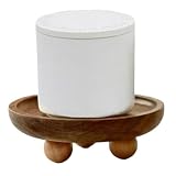 Peosaard Bandeja de Madera Redonda, Elevador Decorativo de Pedestal, para centros de Mesa de Mesa de mostrador, de Entrada, Cocina de la granja/5x1.7