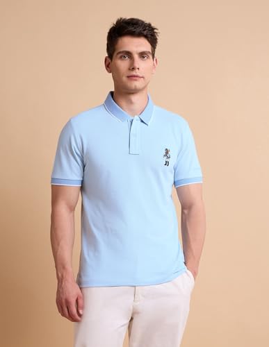 Image of U.S. Polo ASSN. Solid Slim Fit Polo T Shirts for Men - 100% Cotton, Half Sleeves Mens Tshirt