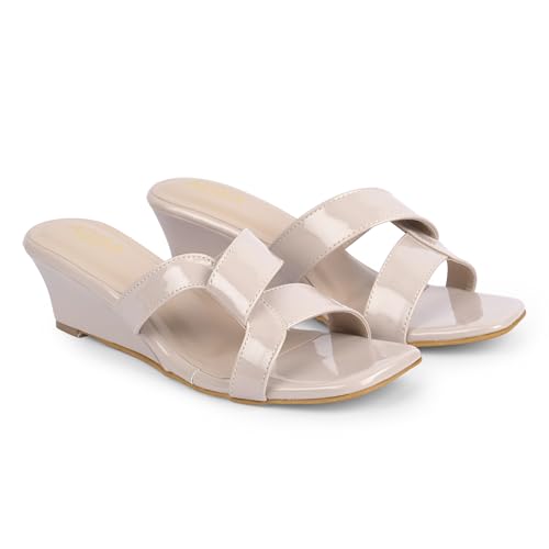 Image of Women Girls Comfortable Slip-On Glossy Sandals - Stylish All Day Comfort Ladies Footwear for Daily Wear