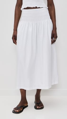 Madewell Women's Smocked-Waist Poplin Midi Skirt2