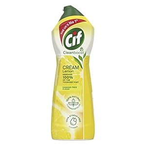 Cif Lemon Cream Cleaner multipurpose surface cleaner with 100% natural cleaning particles removes 100% of the toughest dirt 750 ml
