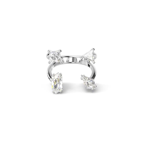 Swarovski Mesmera Anello Aperto, con Zirconia Swarovski a Taglio Misto, Placcatura in Tonalità Rodio,Taglia 52, Bianco
