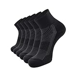 AnLipro Men’s Thickened Socks Athletic,Cushioned Moisture Wicking Breathable Cotton Running Socks,for Sports,Gym,Work & Everyday Use (Black)