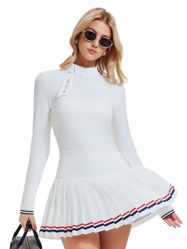 IUK Women's 2 Piece Tennis Skirt Set Golf Outfits, Zip