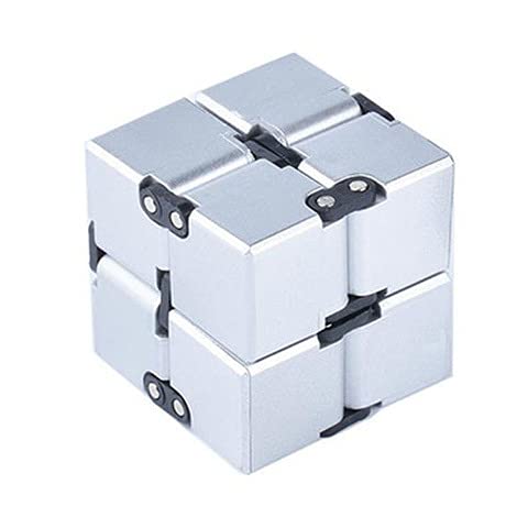 Infinity Cube Fidget Toy for Kids & Adults, Sensory Stress Decompression Fidget Finger Exercise Minitool Magic Cube and Anxiety Relief Cool Hand Mini Kill Time Toys for ADHD (Semialloy-White)