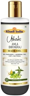 Utkrisht Khadi Amla & Bhringraj Hair Oil 200ml | Ayurvedic Herbal Hair Oil for Hair Growth & Hair Fall | Non-Sticky, Paraben & Mineral Oil Free | For All Hair Types | Daily Use for Men & Women