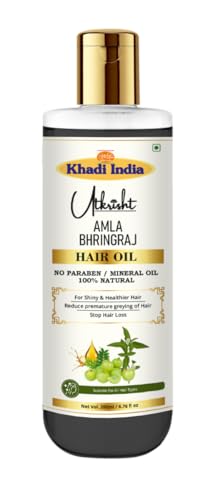 Utkrisht Khadi Amla & Bhringraj Hair Oil 200ml | Ayurvedic Herbal Hair Oil for Hair Growth & Hair Fall | Non-Sticky, Paraben & Mineral Oil Free | For All Hair Types | Daily Use for Men & Women