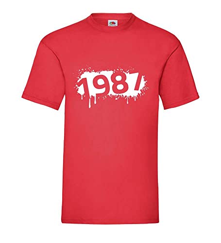 T-shirt 1987 rouge homme XXXL : un classique vintage en grande taille