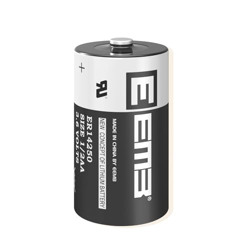 EEMB ER14250 Nonrechargeable 3.6V Lithium Battery LS14250 Li-SOCL? 1/2 AA Size 1200mAh High Capacity UL Certified Single-Use 3.6V Lithium Thionyl Chloride Battery DO NOT Charge Battery