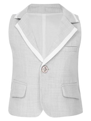 YiZYiF Boy's Formal Suit Vest Slim Fit Waistcoat Gentleman Tuxedo Formal Vest Formal Party Dress Up