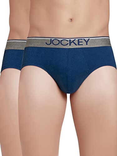 Jockey Men's Cotton Regular Briefs (Pack of 2) (8037-02_Estate Blue_S)