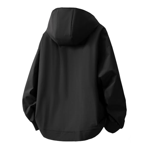 Image of GURUNVANI Mens Solid Color Zip Up Hooded Jacket Unisex Oversized Sports Windbreaker Coat