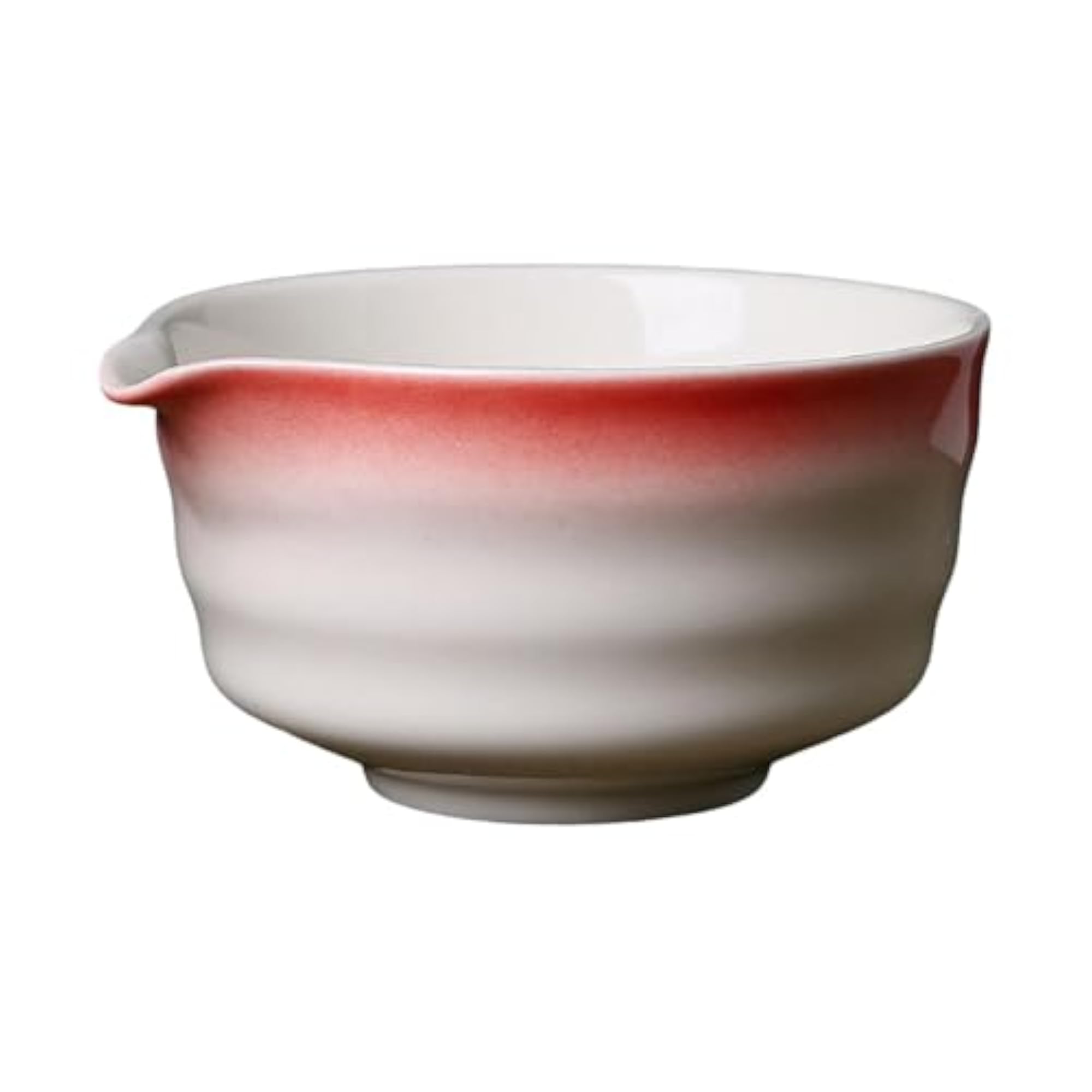 Ceramic Matcha Bowl with Spout 450ml for Friends, Red