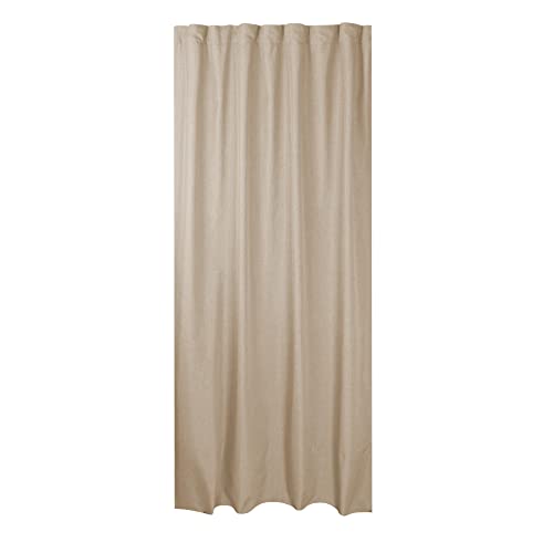 Haus und Deko Vorhang Kräuselband Gardine Leinenoptik-Struktur Blickdicht ca. 140 x 245 cm (B/L) Beige Natur modisch zeitlos perfekt kombinierbar für EIN modernes Wohnambiente, 2377