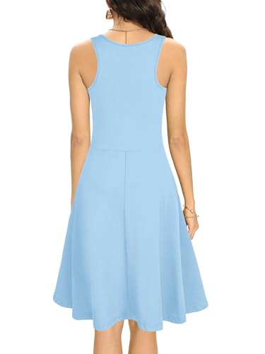 Image of Missufe Women's Sleeveless Racerback Flared Casual Plain Tank Dress