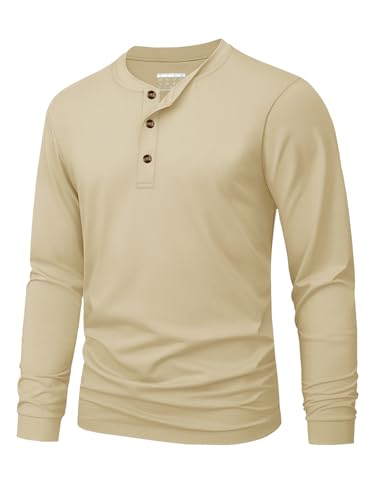 Image of MAGNIVIT Men's Long Sleeve Henley Shirts Cotton 3-Button Spring Casual T-Shirts Solid Color Soft Basic Tops 2026