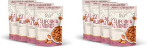 Image of KitchenSmith Jumbo California Almond - Pack of 8 (250gm Each) | Badam Giri, Naturally Sourced Crunchy Badaam & High In Antioxidant | Naturally Sweet & Tasty