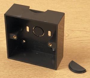D-Line Single Socket Box, Pattress Box, Surface Mount Back Box, 28mm deep - Black