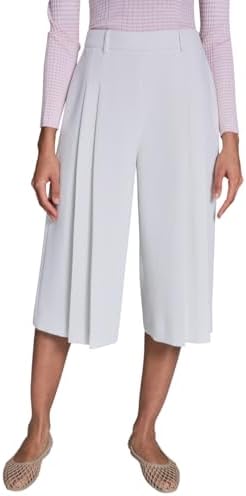 BCBG Women's Woven Textured Crepe Solid Wide Leg Culotte