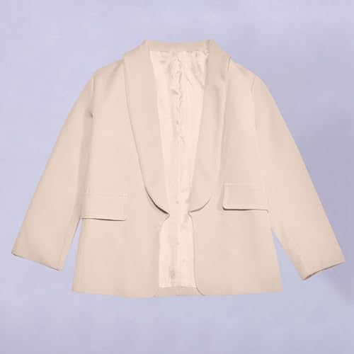 Girls' Casual Blazer Jacket Long Sleeve Notched Lapel Collar Open Front with Inner Pockets Soft Kids Suit Coat 3-14T3