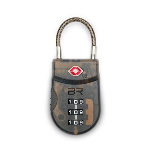 Briggs & Riley TSA Approved Cable Lock for Luggage & Suitcases - Travel Lock, 3 Digit Combination, Flexible Cable for Zippered Bags - Luggage Accessories, Smoke