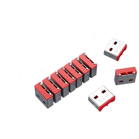 AUCAS USB Port Blocker - Pack of 5 with 1 Key - Red