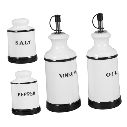 Amosfun 4 Piezas Tarro De Condimentos Bote De Condimentos Botella De Aceite De Cocina Frascos De Salsa De Condimentos Tarro De Vinagre De Aceite Pequeñas Botellas De Condimentos Cerámica