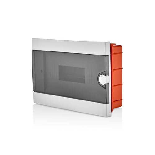 Lion Electric Scatola dei fusibili da incasso, 1 fila, 12 moduli, piccolo distributore bianco, IP40, scatola di alimentazione per ambienti umidi, cantine, garage e tutti gli ambienti interni