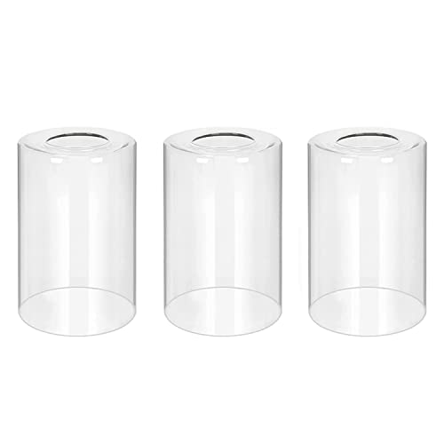 3-Pack Clear Glass Shade for Light Fixtures, Cylinder Glass Lamp Shade Covers Replacements, 5.5In Height, 3.54In Diameter, 1.65In Fitter Globe Glass Shades for Wall Sconces Chandeliers Islands Pendant