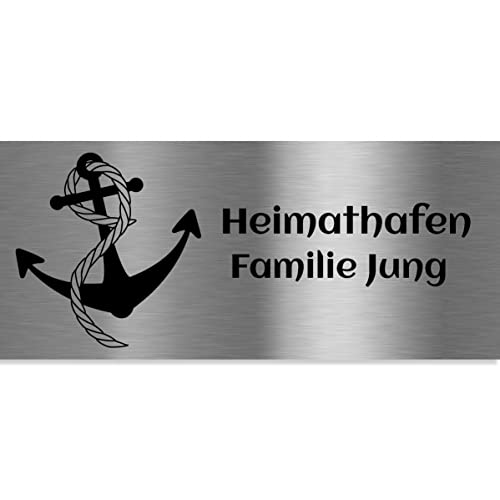 Jung Edelstahl Design Türschilder - Namensschilder V2A Edelstahl - incl. Gravur - Hinweisschilder geschliffen/anthrazit oder weiß wählbar (Edelstahl, 80x35 mm)