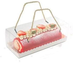 10pcs Chocolate Cake Packaging Box Portable Swiss Roll Transparent Box Towel Roll Pastry Baking Packaging Party Birthday (3)