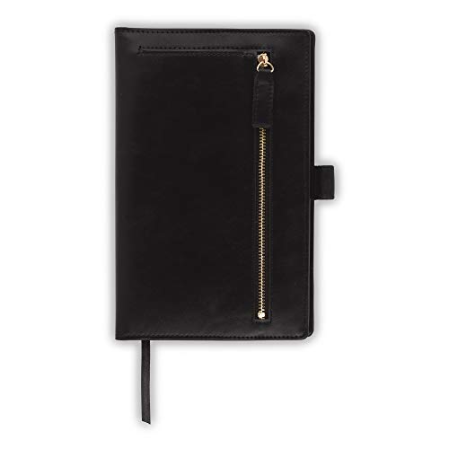 Samsill Notebook Portfolio - Business Portfolio for Women, Notebook Holder with Zipper Accessory Pocket, Refillable 5x8 Notepad, Black