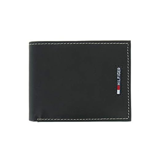 Tommy Hilfiger Carteira masculina de couro e valet, preta