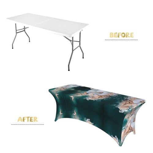 Nappe fleur et papillon extensible 1,8 m avec housse de coin pour table de jardin