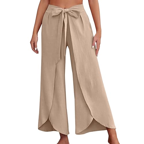 Jupe longue femme taille haute élastique à volants et jambes larges