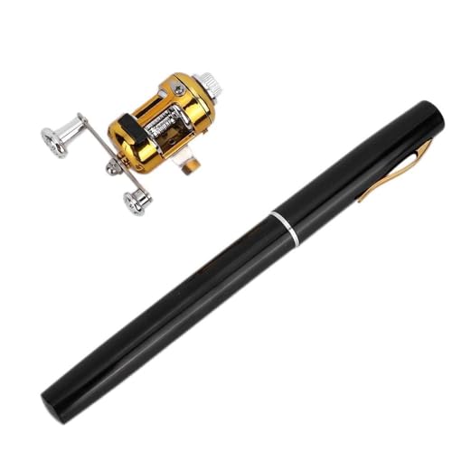 Cyrank Mini Pocket Pen Angelrute, Teleskop Angelruten, Einziehbare Angelruten Tragbarer Teleskop-Angelstift Mit Angelrolle Für Salzwasser, Süßwasser