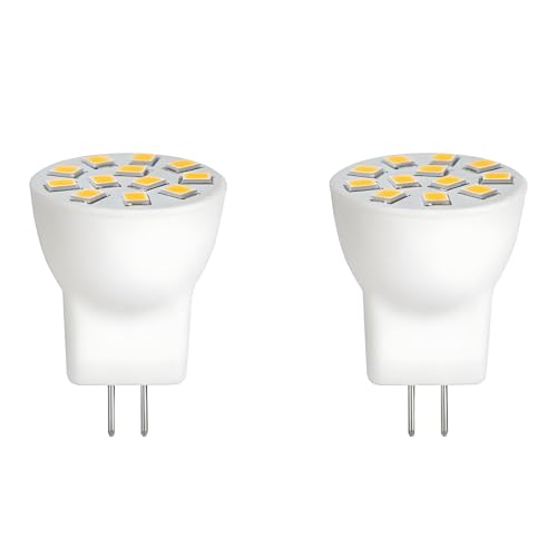 Makergroup MR8 LED Light Bulbs 2W 12V Gu4.0 Bi-pin LED Bulbs Warm White 2700K-3000K for Outdoor Low Voltage Landscape Lighting and Tree Lights 2W Pack of 2