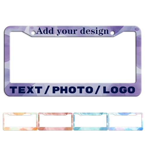 Custom License Plate Frame Cool Funny Car Decor Gift Personalized Licesne Plate Cover 2 Hole Customize License Plate Holder Aluminum Metal Car Tag Frames New Car Gift for Men Women