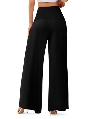 JZC Women's Palazzo Lounge Pants Stretchy Wide Leg Casual Pants Comfy High Waist Flowy Pants S-3XL
