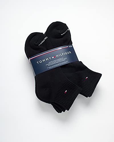 Tommy Hilfiger Men’s Athletic Socks – Cushion Quarter Cut Ankle Socks (6 Pack), Size 7-12, Solid Black #TOP1